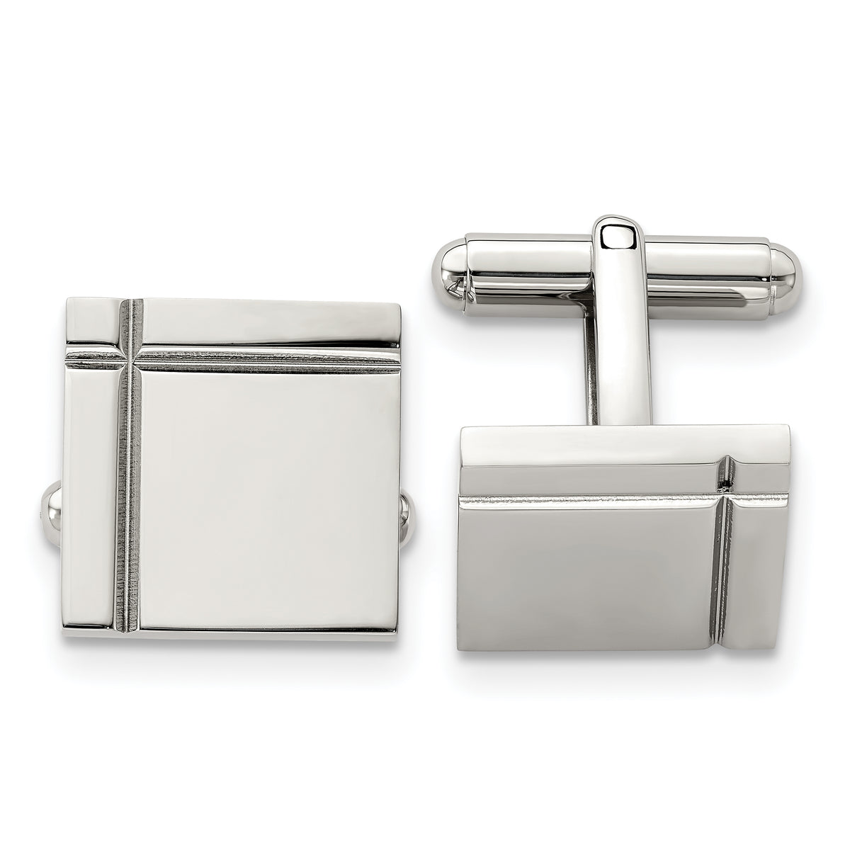 Chisel Stainless Steel Polished Square Cufflinks