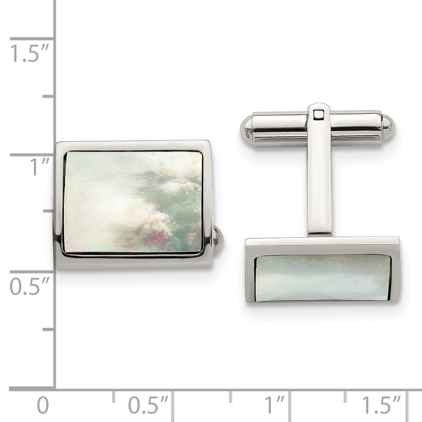 **Chisel Stainless Steel Mother of Pearl Cufflinks – Polished Luxury, Gift-Boxed Elegance**