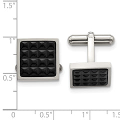 Stainless Steel Polished Black IP-plated Studded Cufflinks