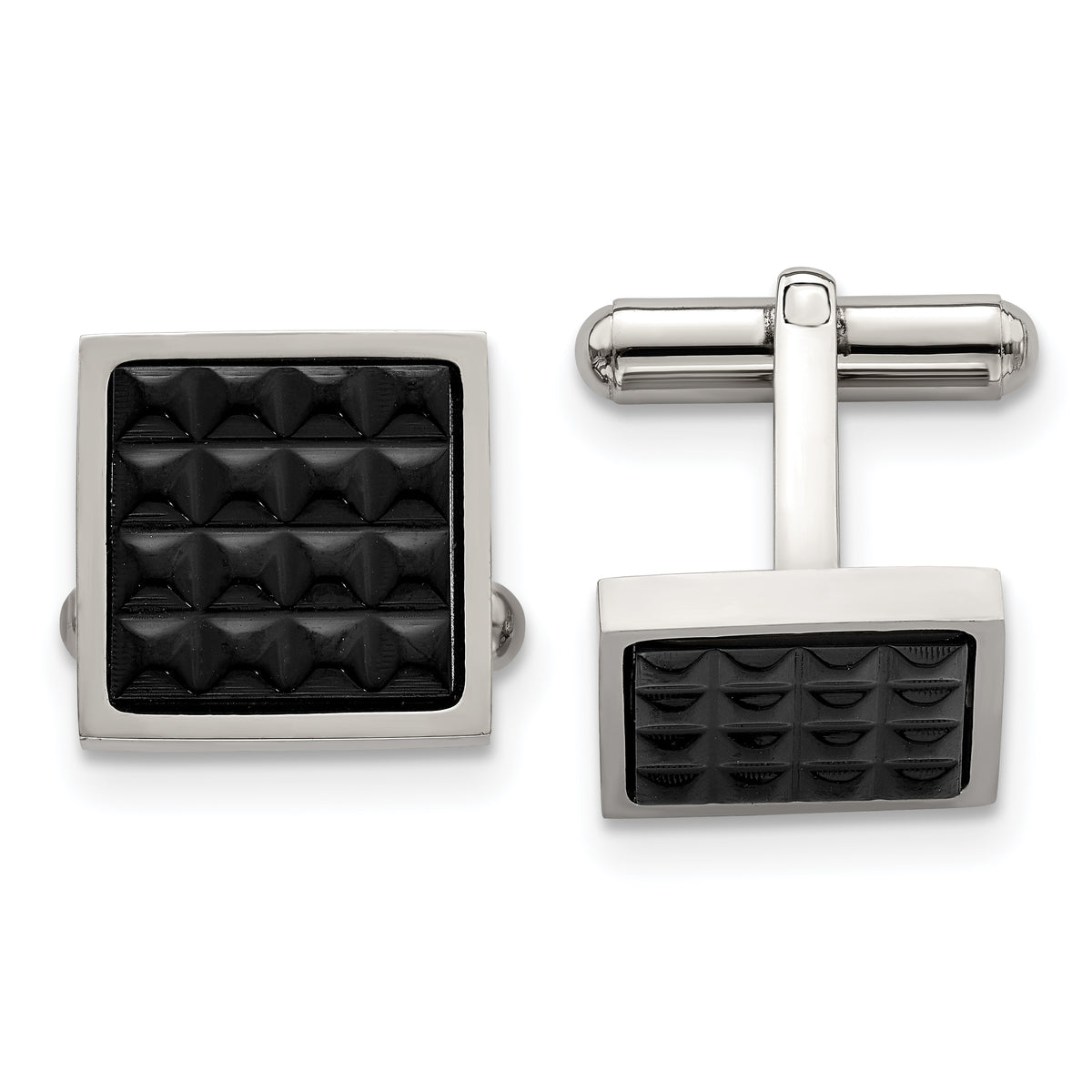 Stainless Steel Polished Black IP-plated Studded Cufflinks