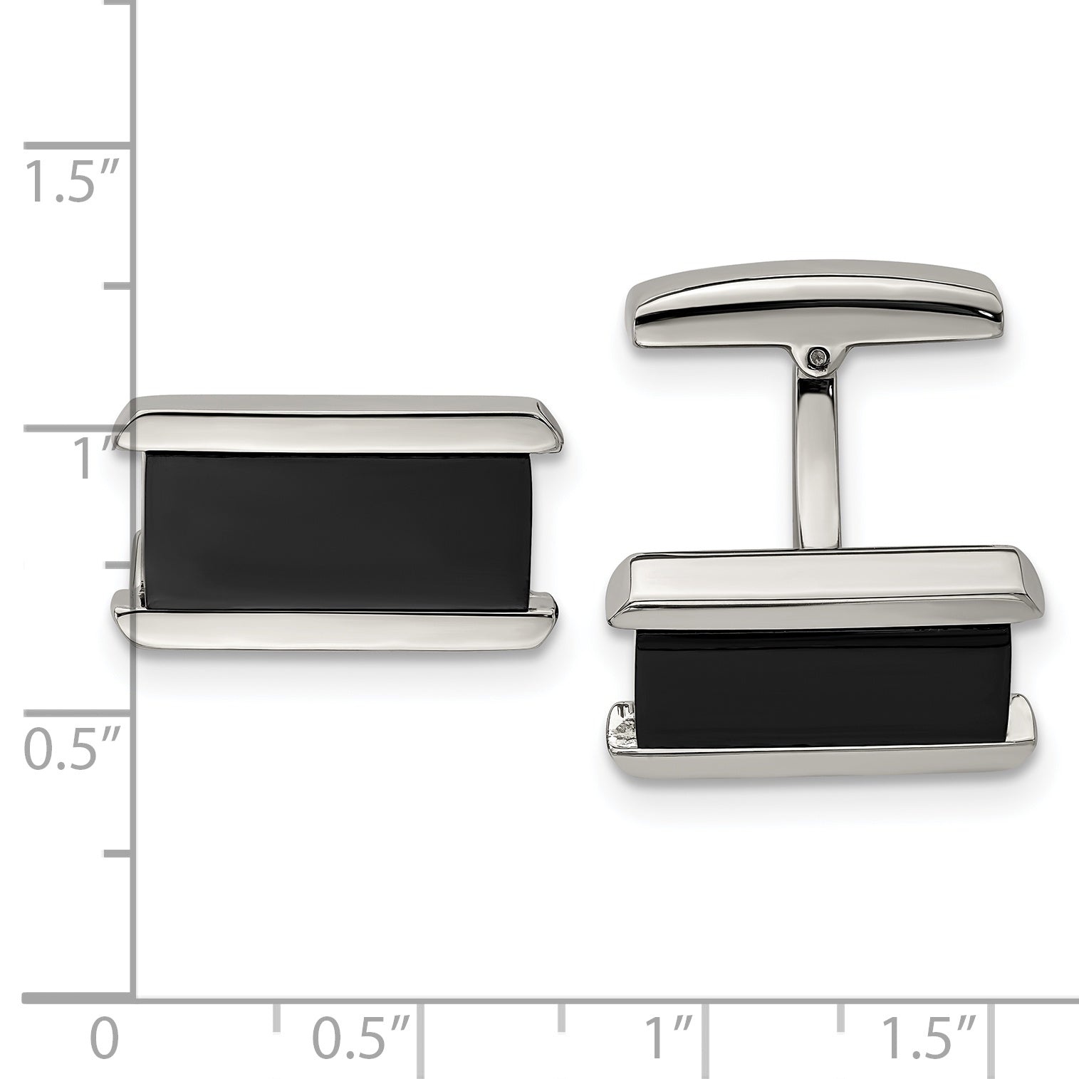 Stainless Steel Polished Black IP-plated Rectangle Cufflinks