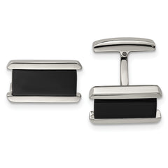 Stainless Steel Polished Black IP-plated Rectangle Cufflinks