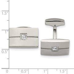 Chisel Stainless Steel Polished CZ Rectangle Cufflinks