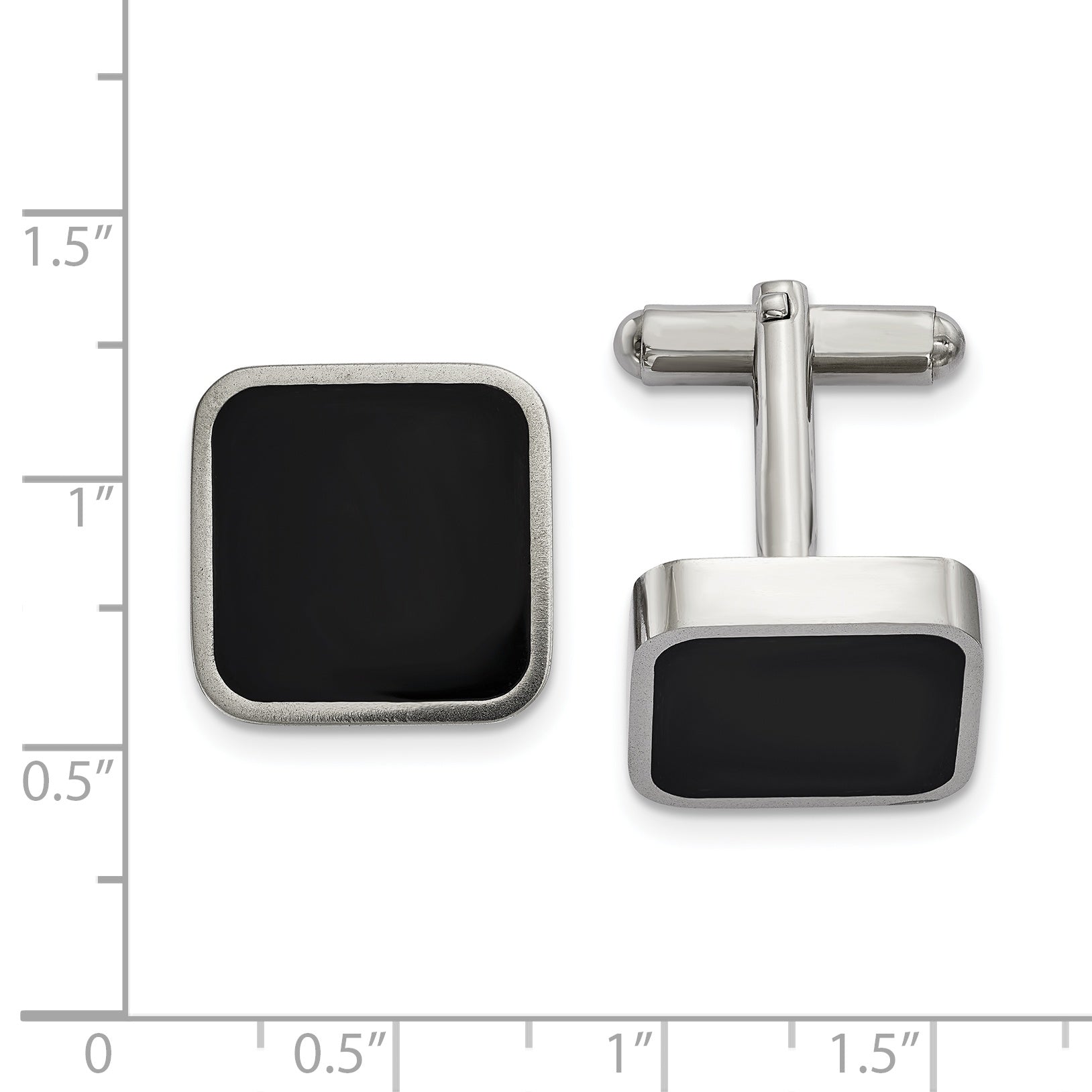 Chisel Stainless Steel Polished Enameled Rounded Square Cufflinks