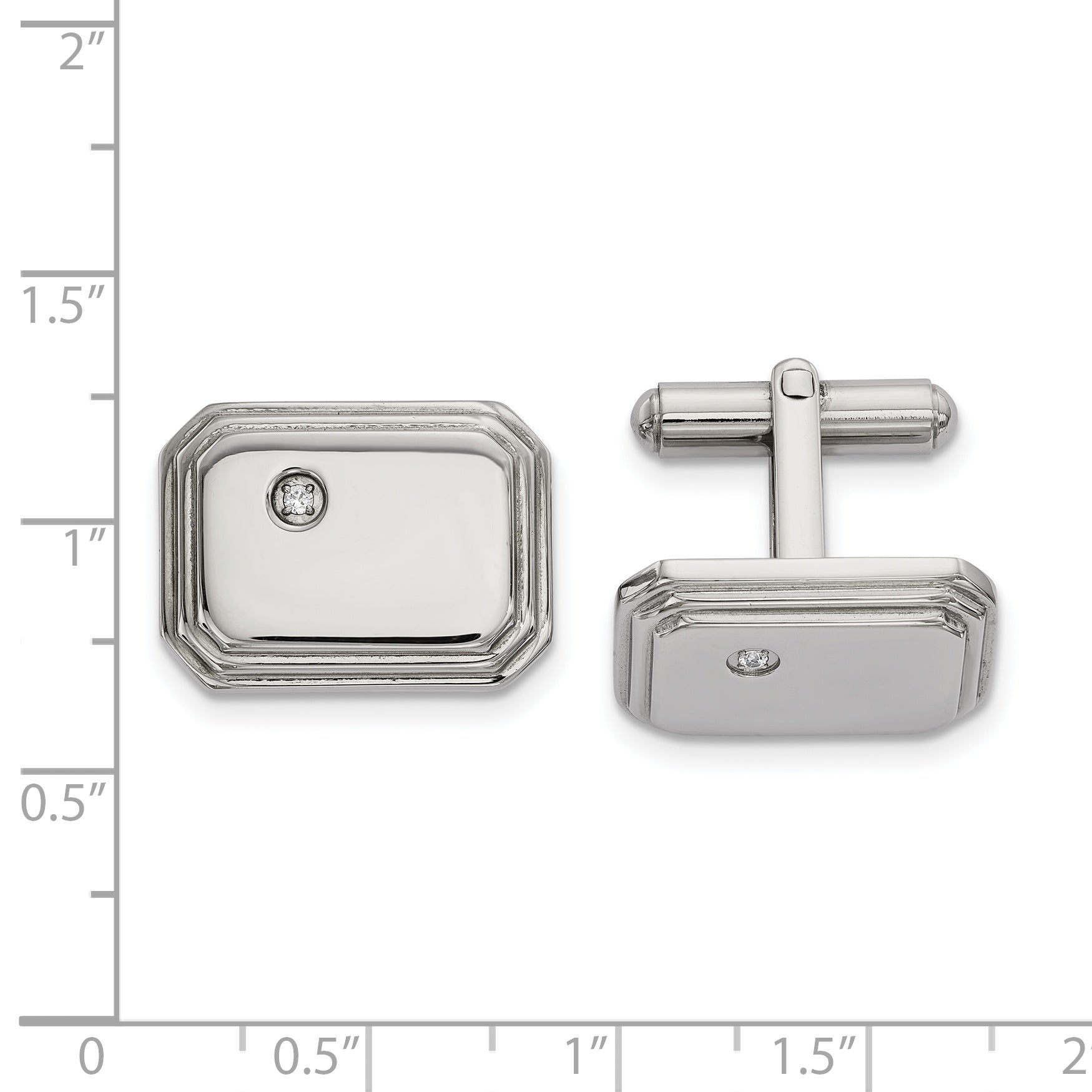 Chisel Stainless Steel Polished with CZ Cufflinks