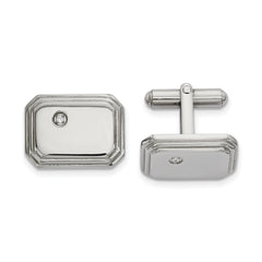 Chisel Stainless Steel Polished with CZ Cufflinks