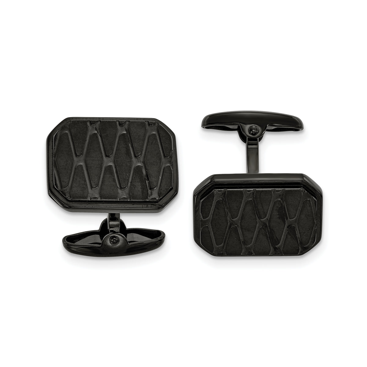 Stainless Steel Brushed and Polished Black IP-plated Cufflinks