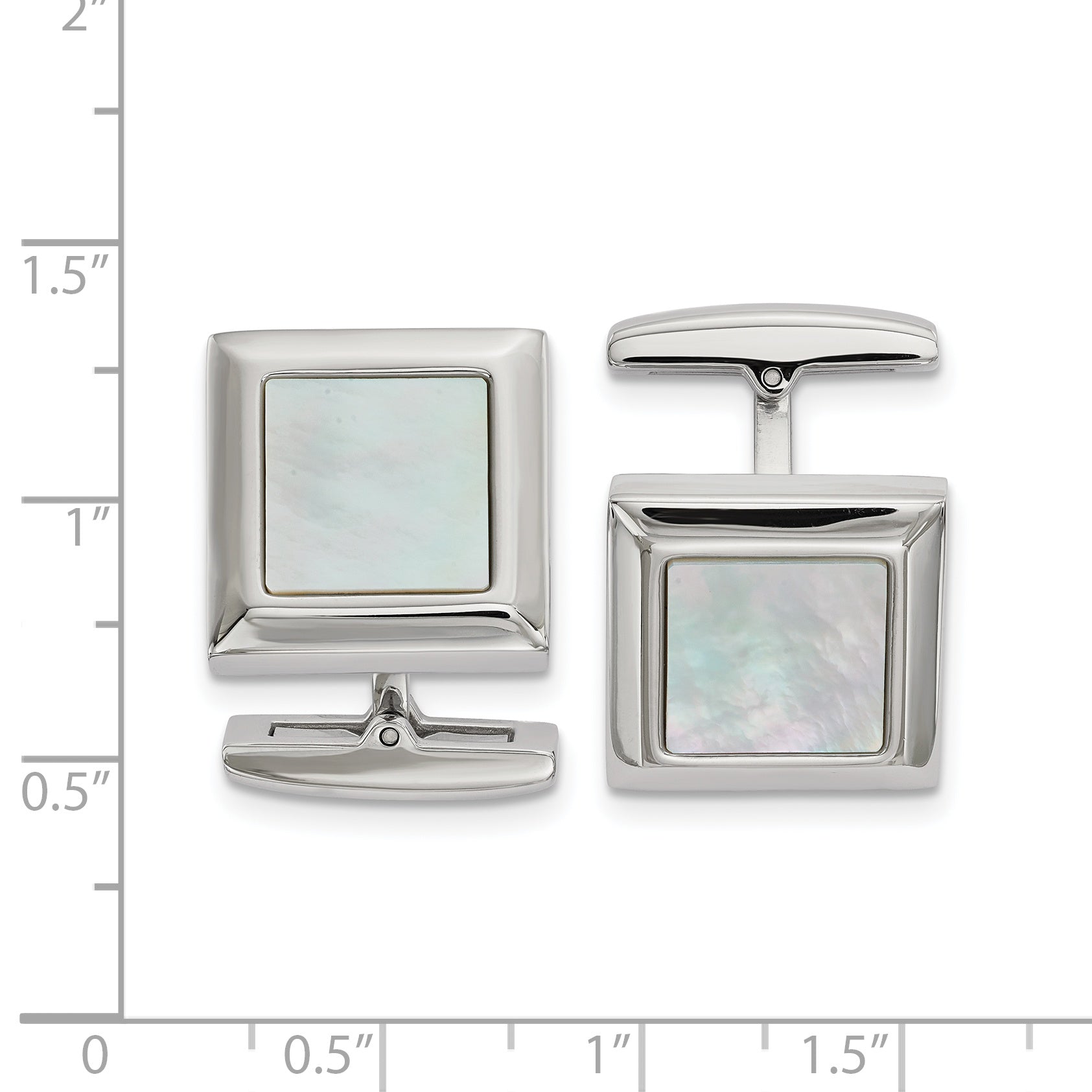 Chisel Stainless Steel Polished Mother of Pearl Square Cufflinks