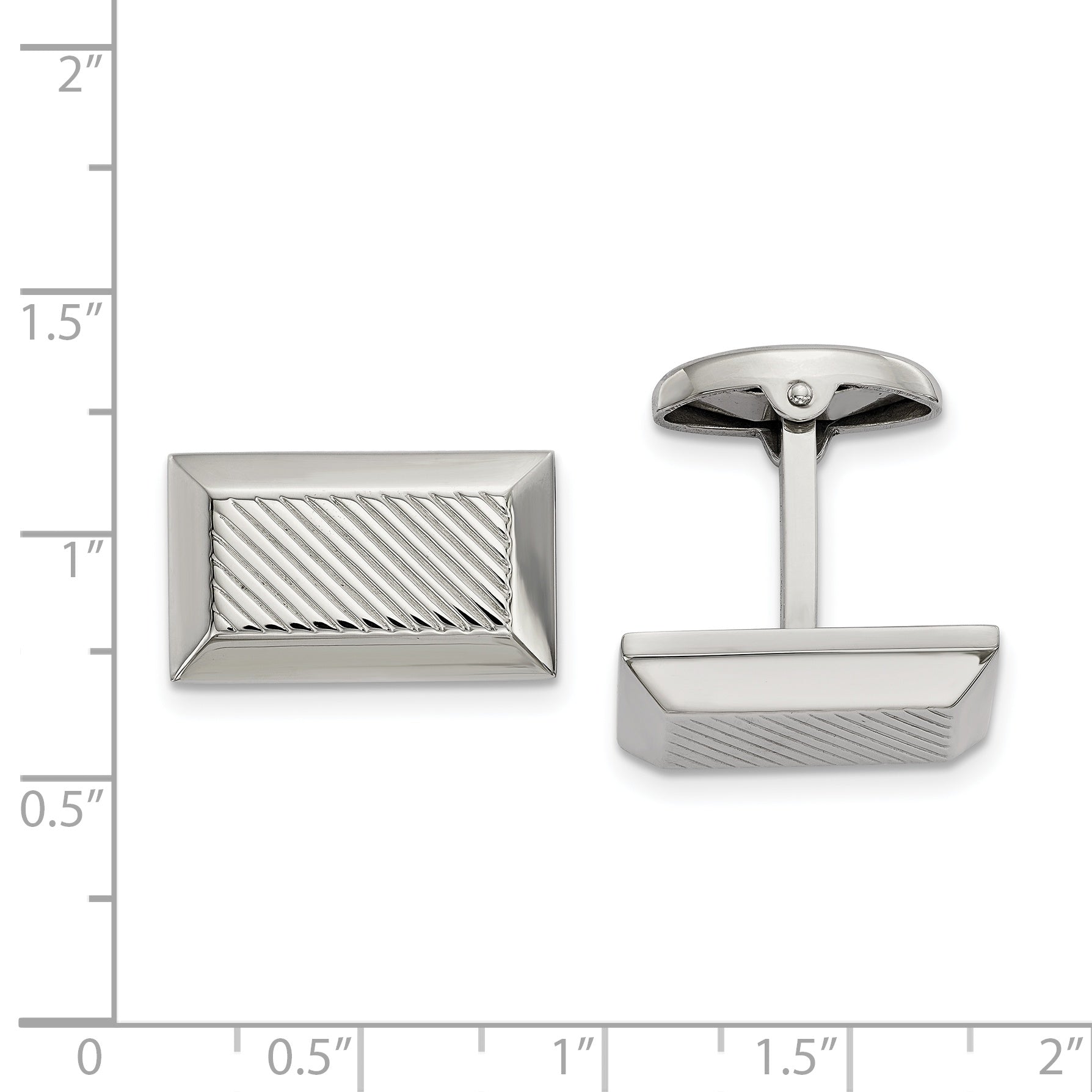 Stainless Steel Polished and Textured Rectangle Cufflinks