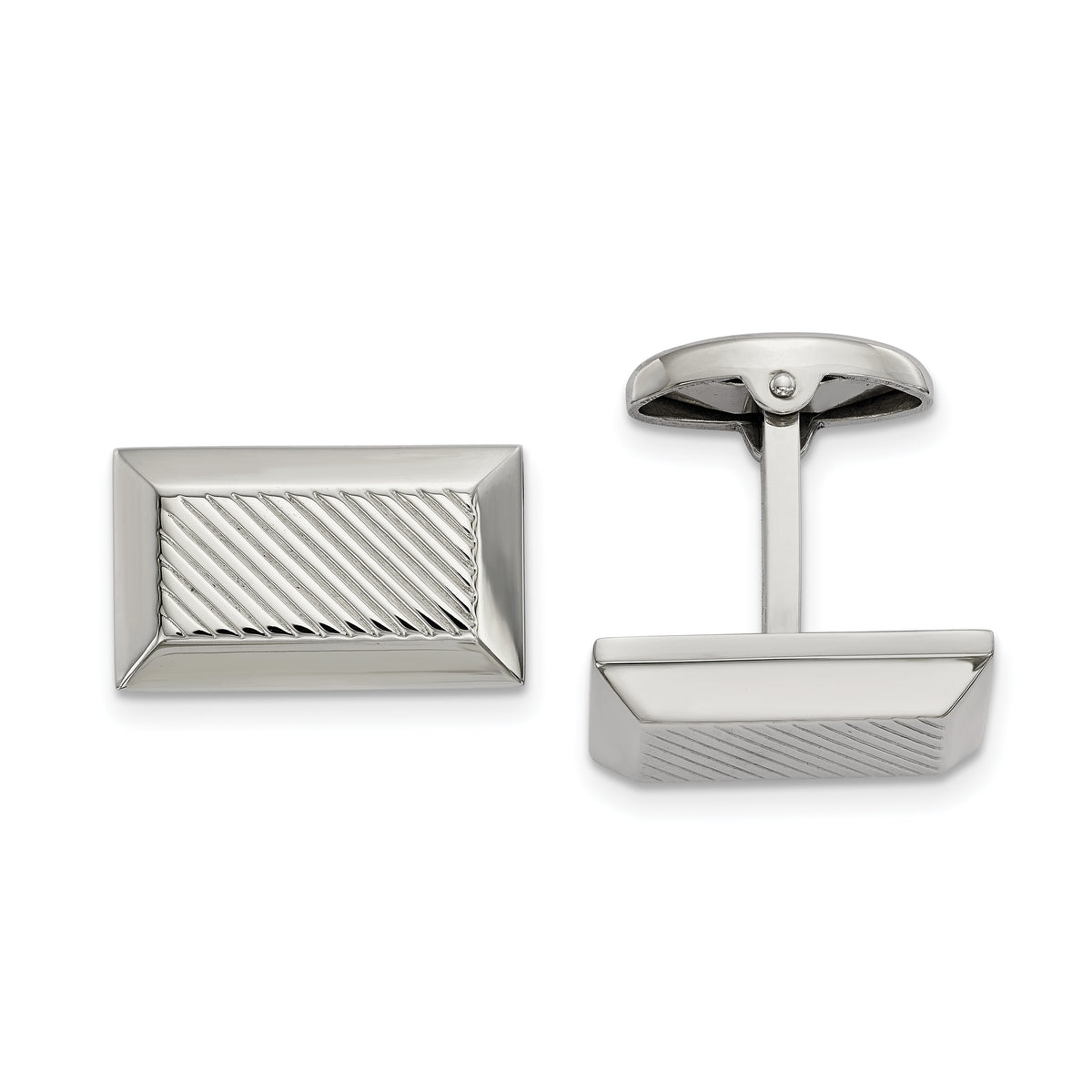 Stainless Steel Polished and Textured Rectangle Cufflinks