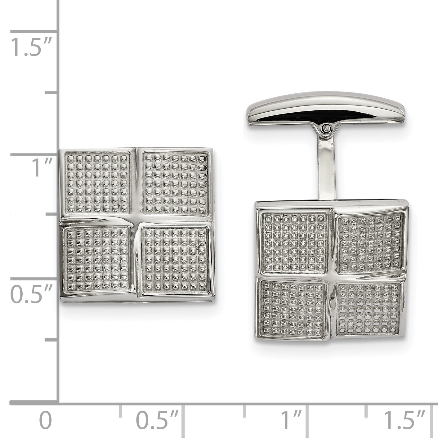 Chisel Stainless Steel Polished and Textured Square Cufflinks