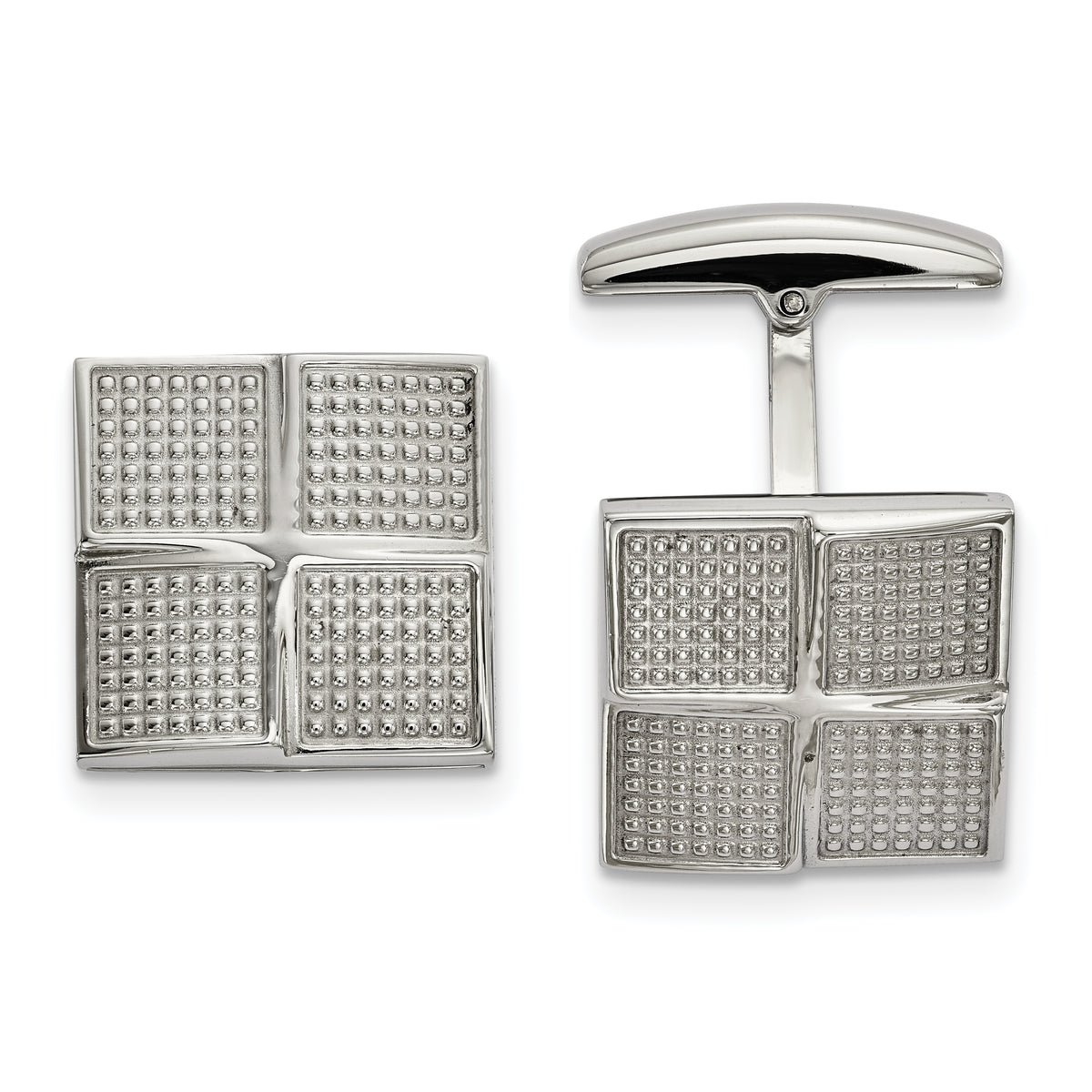 Chisel Stainless Steel Polished and Textured Square Cufflinks