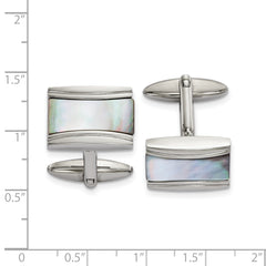 Chisel Stainless Steel Polished Rectangle Mother of Pearl Cufflinks