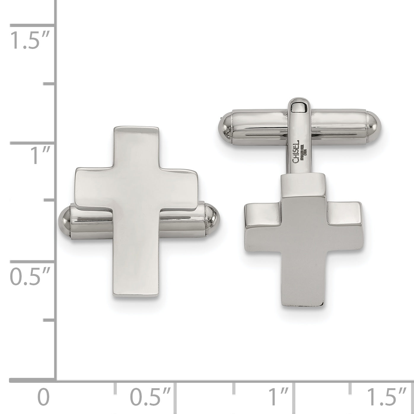 Chisel Stainless Steel Polished Cross Cufflinks