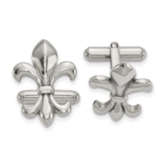 Chisel Stainless Steel Polished Fleur de Lis Cufflinks