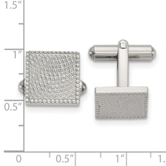 Stainless Steel Polished and Textured Square Cuff Links