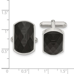 Chisel Stainless Steel Polished Solid Black Carbon Fiber Inlay Cufflinks