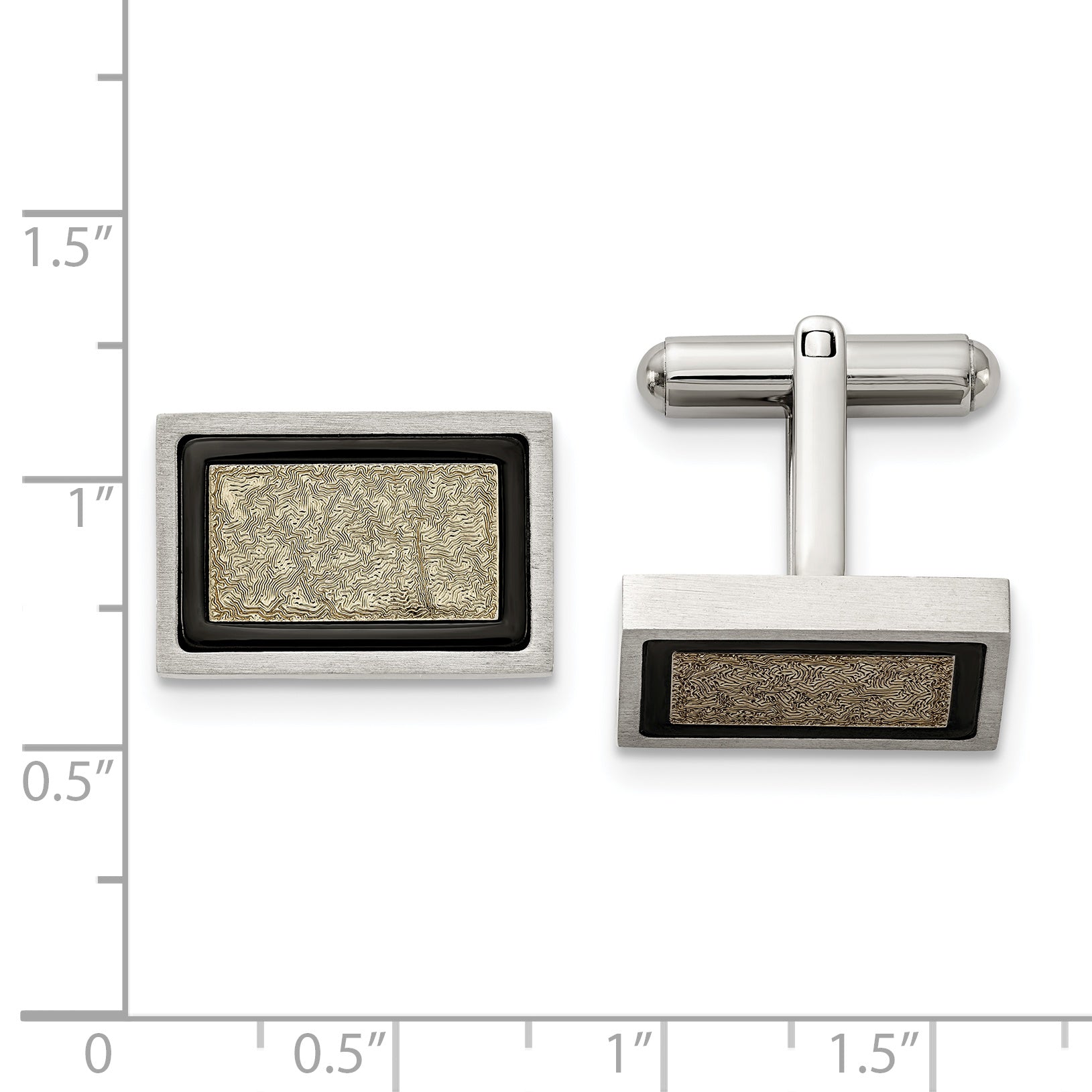 Chisel Stainless Steel Brushed and Textured Black and Yellow IP-plated Cufflinks