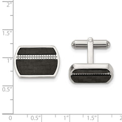 Chisel Stainless Steel Polished Black Carbon Fiber Inlay Cufflinks