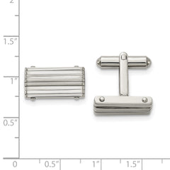 Stainless Steel Brushed and Polished Rectangle Cufflinks