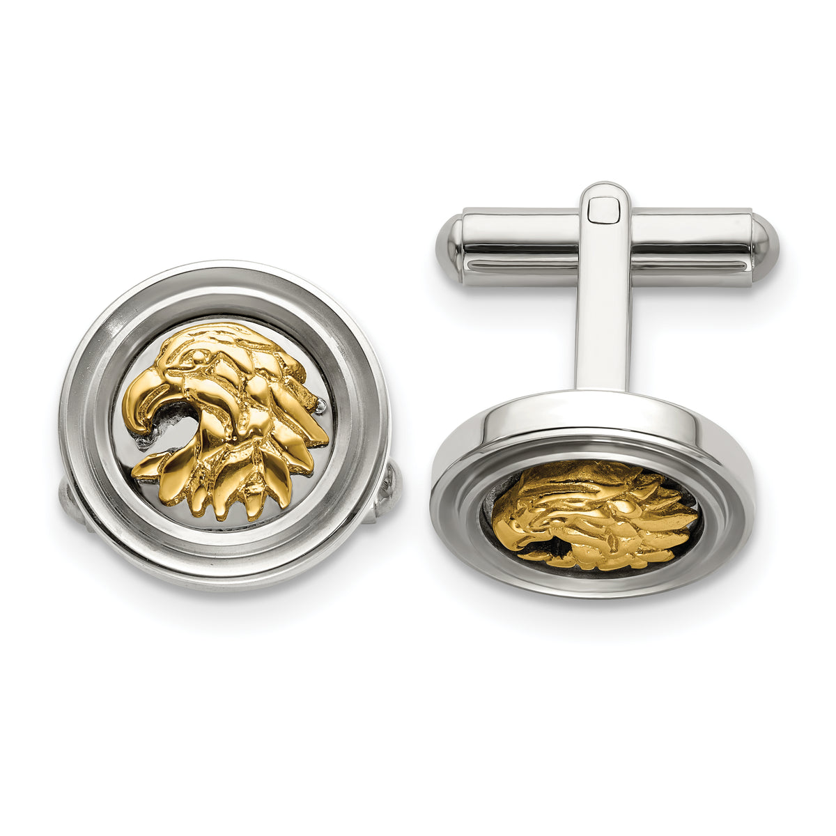 Chisel Stainless Steel Polished Yellow IP-plated Eagle Cufflinks