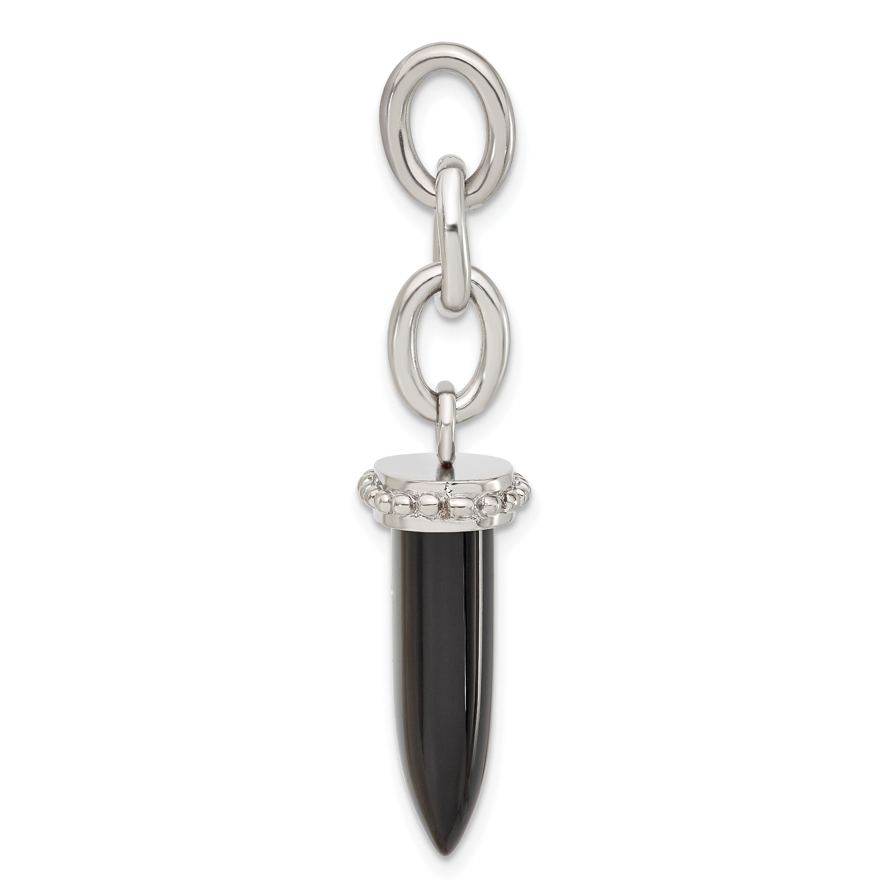 Stainless Steel Small Fang Onyx Interchangeable Charm Pendant