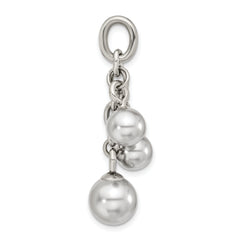 Stainless Steel Grey Simulated Pearl Interchangeable Charm Pendant