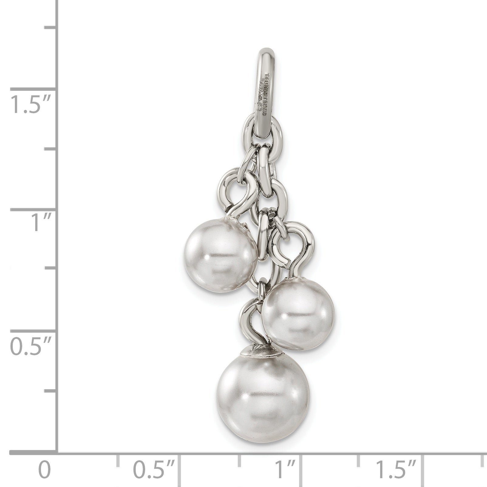 Stainless Steel Grey Simulated Pearl Interchangeable Charm Pendant