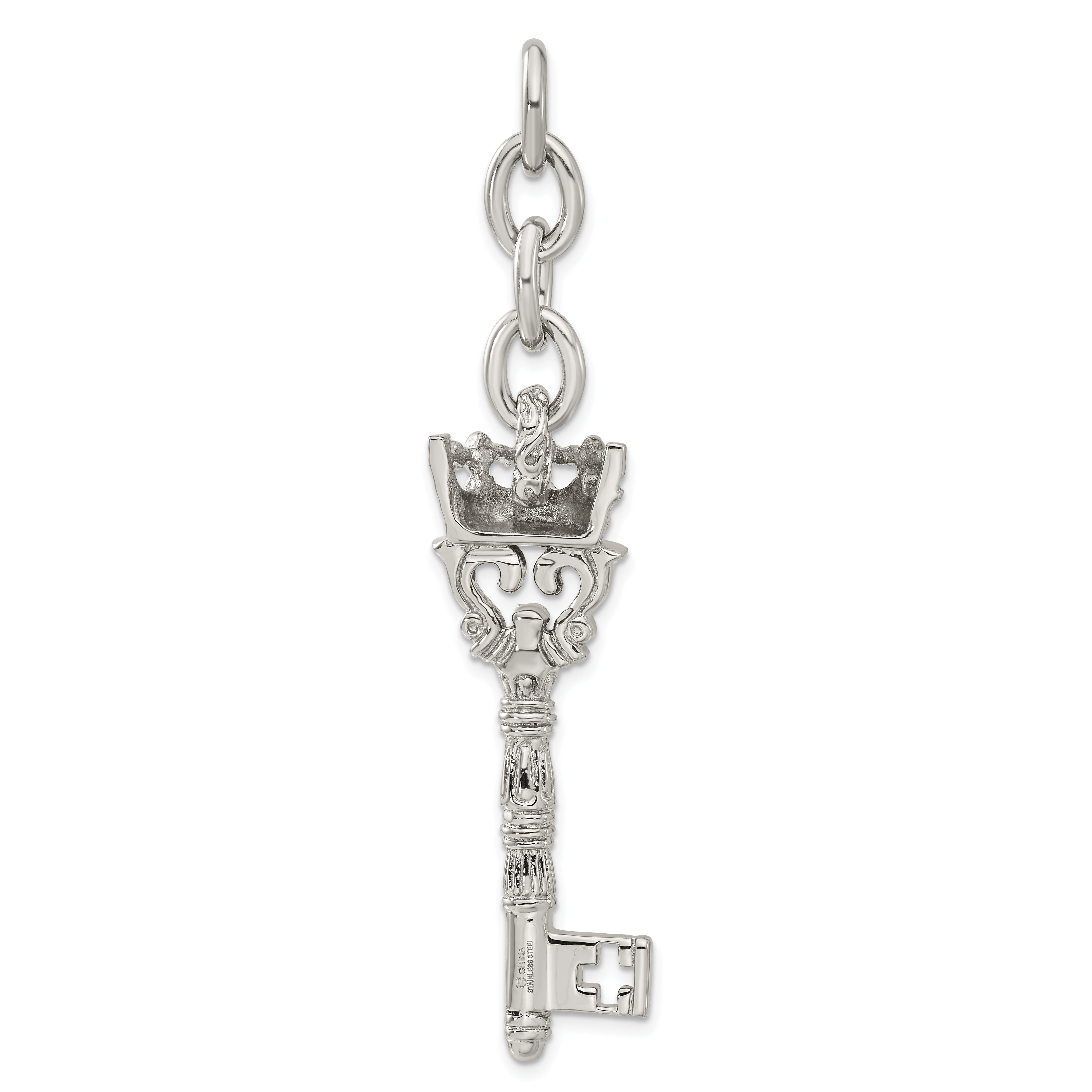 Stainless Steel Crown & Key Interchangeable Charm Pendant