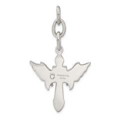 Stainless Steel Antiqued Wings With  Cross Interchangeable Charm Pendant