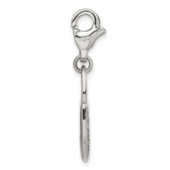 Stainless Steel Polished and Crystal Lock with Lobster Clasp Charm