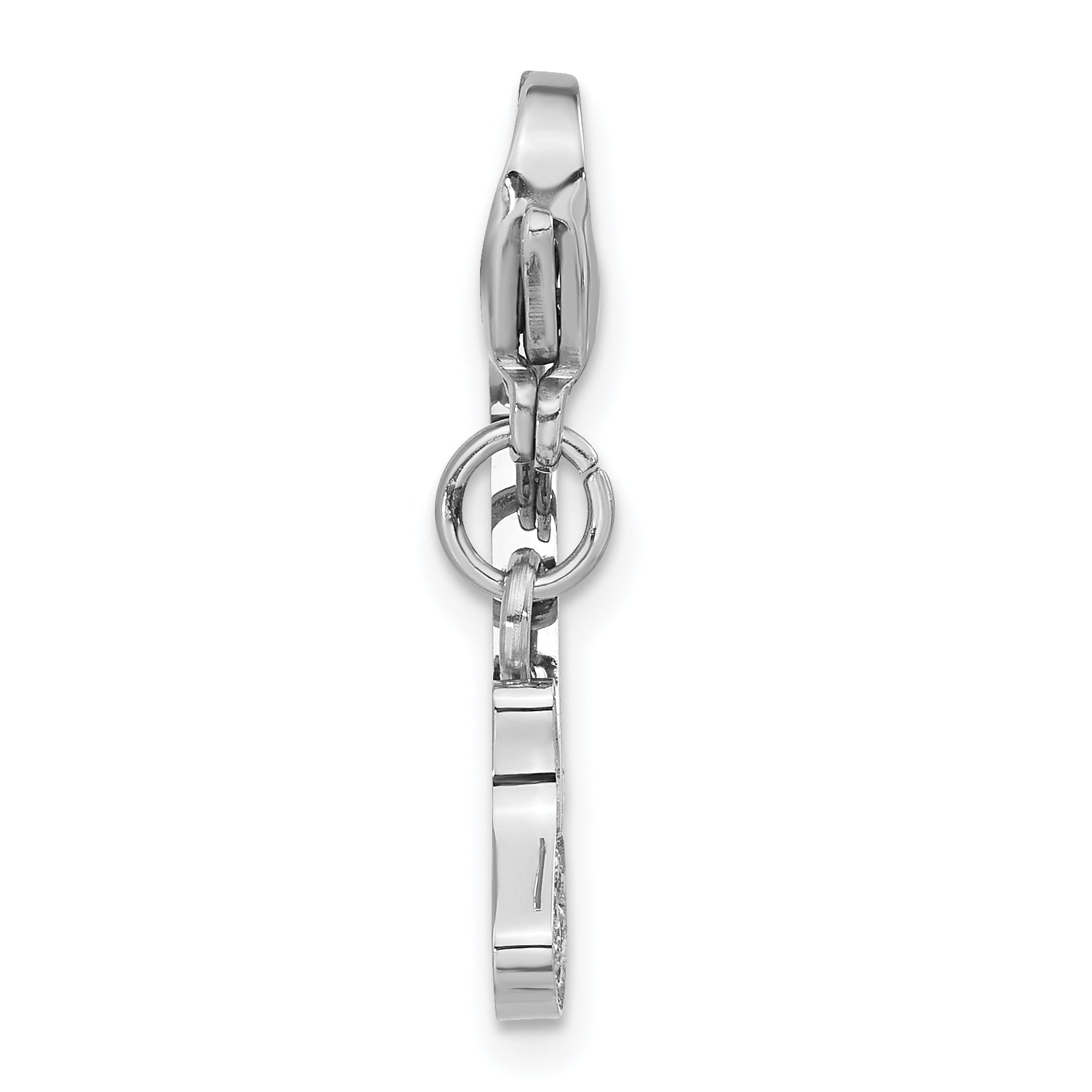 Stainless Steel Polished CZ Guitar with Lobster Clasp Charm