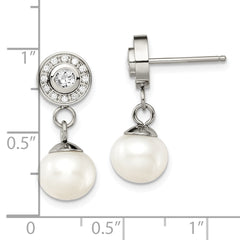 Sophia Jewelers Stainless Steel Dangle Earrings with CZ & Pearl