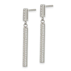 Sophia Jewelers Stainless Steel CZ Dangle Earrings  Elegant Polished Finish