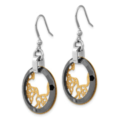 Sophia Jewelers Stainless Steel Yellow IP-Plated Ceramic Drop Earrings