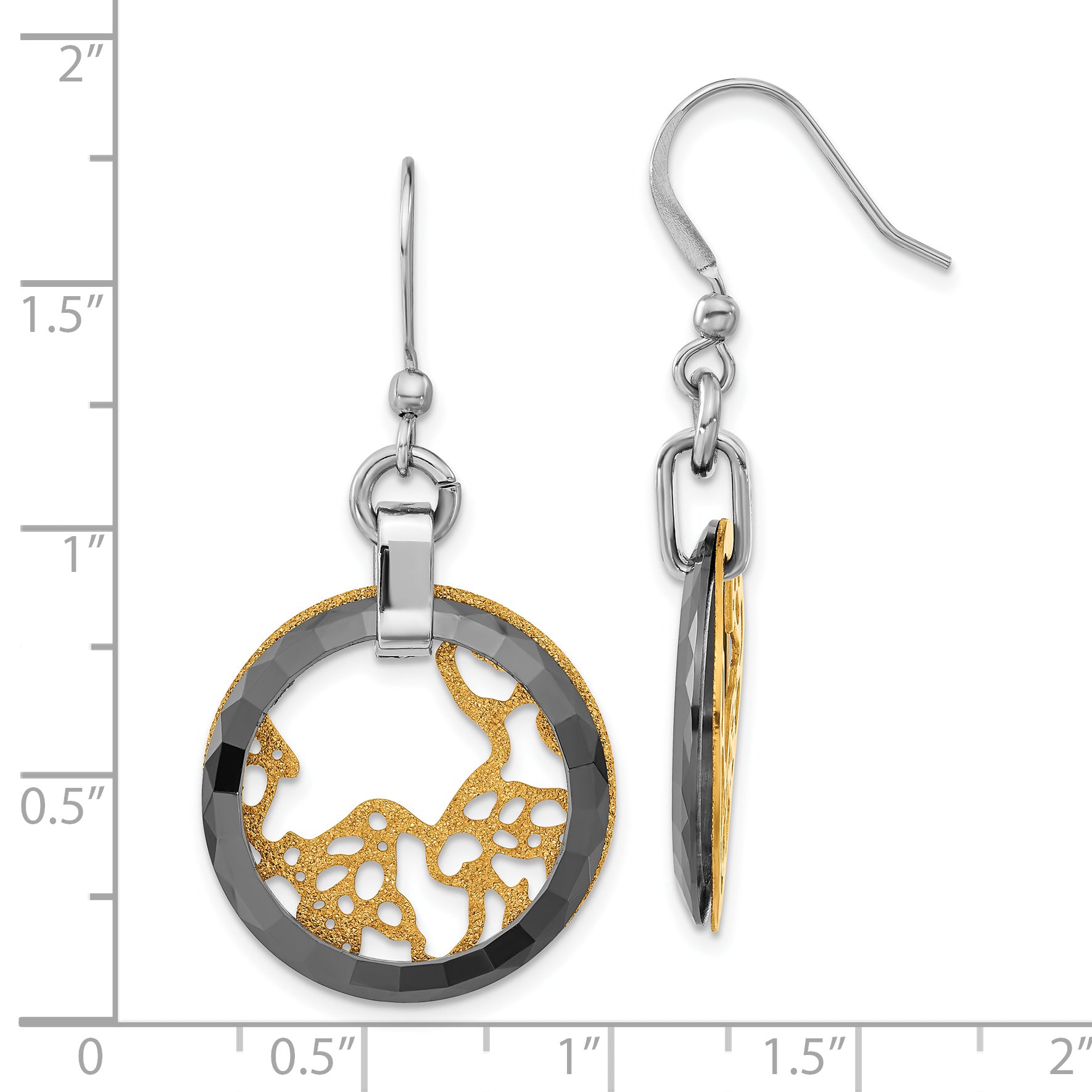 Sophia Jewelers Stainless Steel Yellow IP-Plated Ceramic Drop Earrings