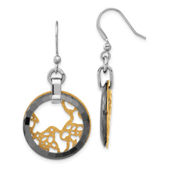 Stainless Steel Yellow IP-Plated & Ceramic Polished/Laser Cut Earrings