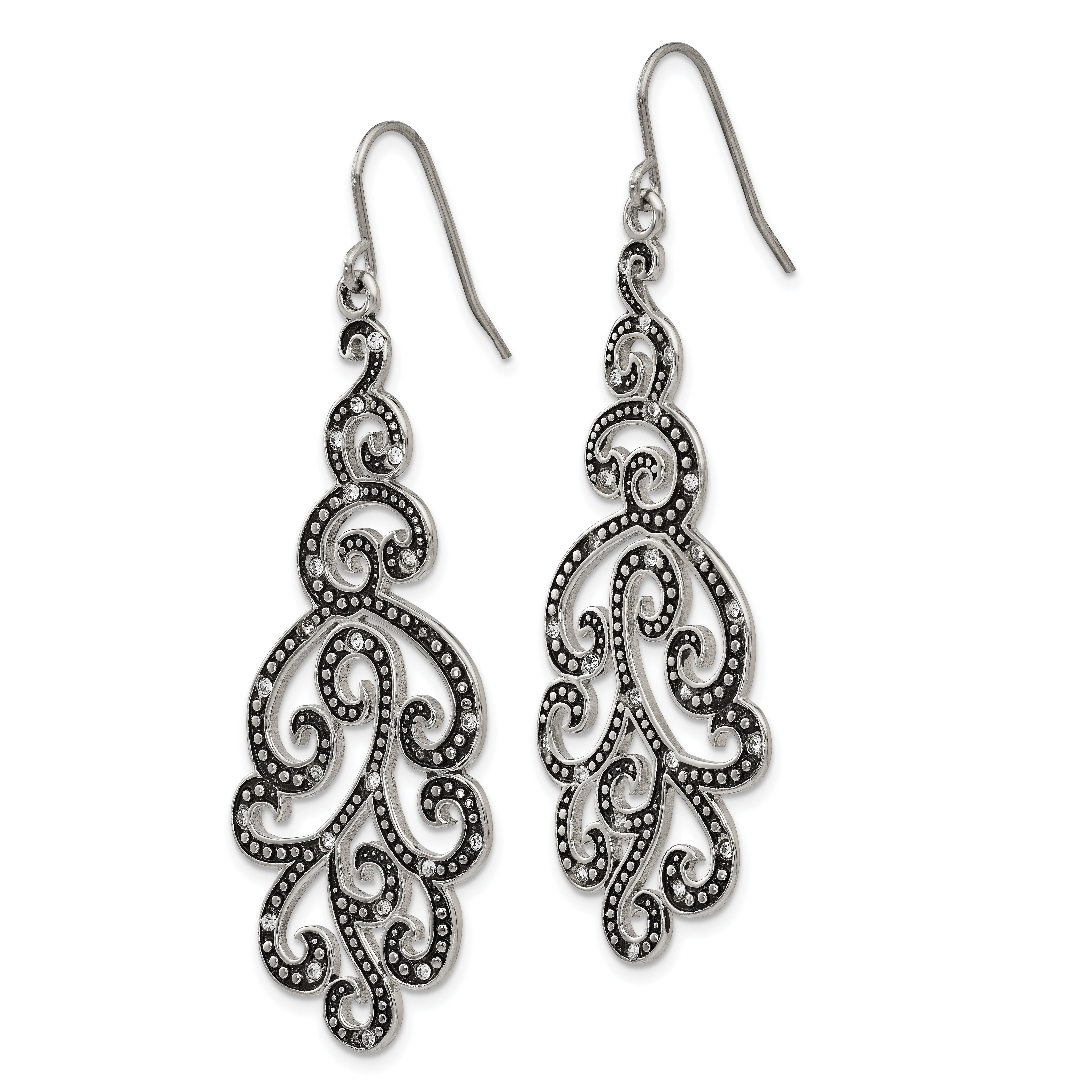 Sophia Jewelers Stainless Steel Crystal Drop Earrings Gift Ready