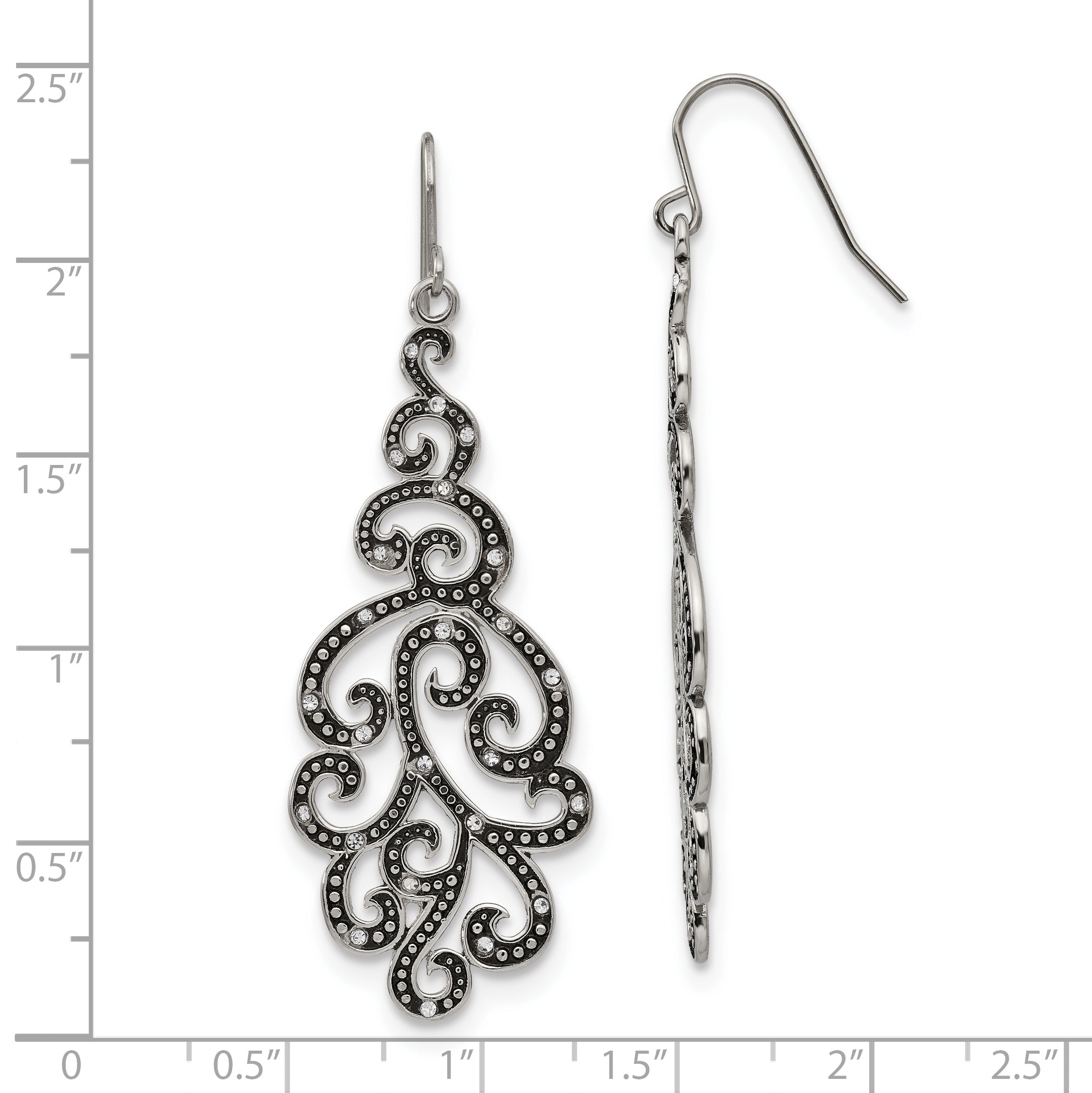 Sophia Jewelers Stainless Steel Crystal Drop Earrings Gift Ready