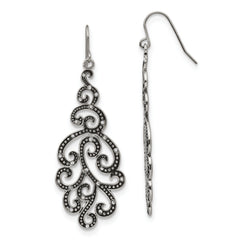 Chisel Stainless Steel Antiqued and Polished with Crystal Shepherd Hook Earrings