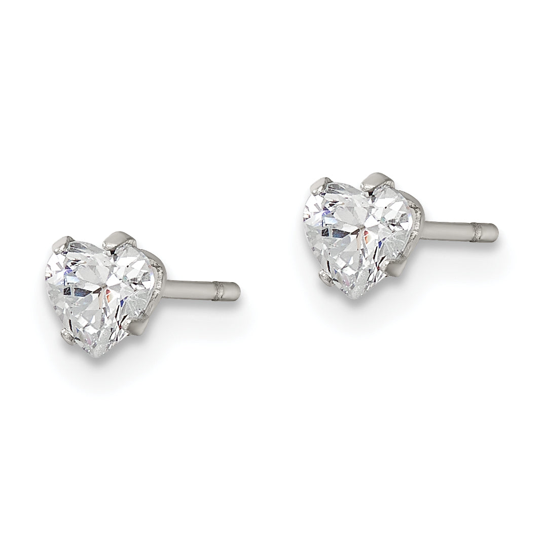 Chisel Stainless Steel Polished 4mm Heart CZ Stud Post Earrings