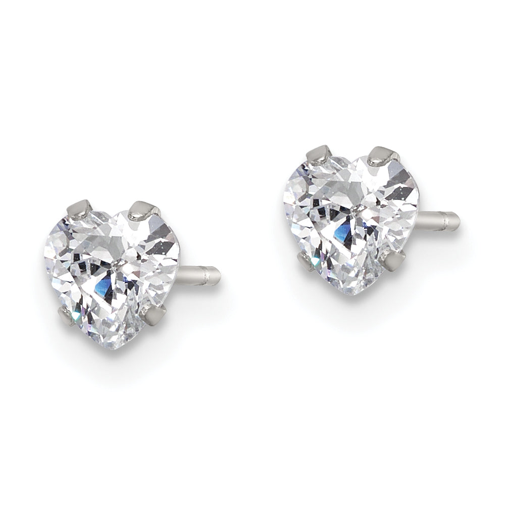 Chisel Stainless Steel Polished 5mm Heart CZ Stud Post Earrings