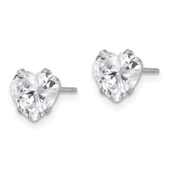 Chisel Stainless Steel Polished 7mm Heart CZ Stud Post Earrings