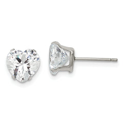 Chisel Stainless Steel Polished 8mm Heart CZ Stud Post Earrings