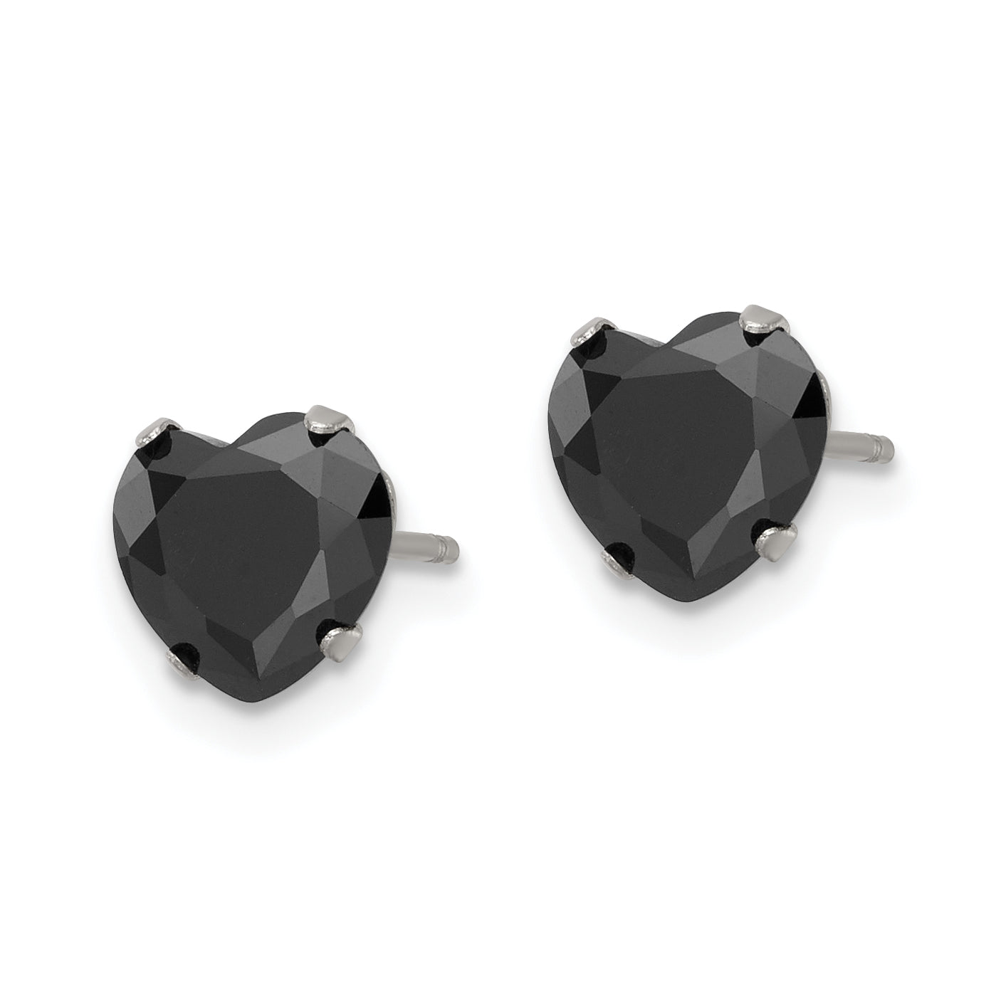 Chisel Stainless Steel Polished 7mm Black Heart CZ Stud Post Earrings