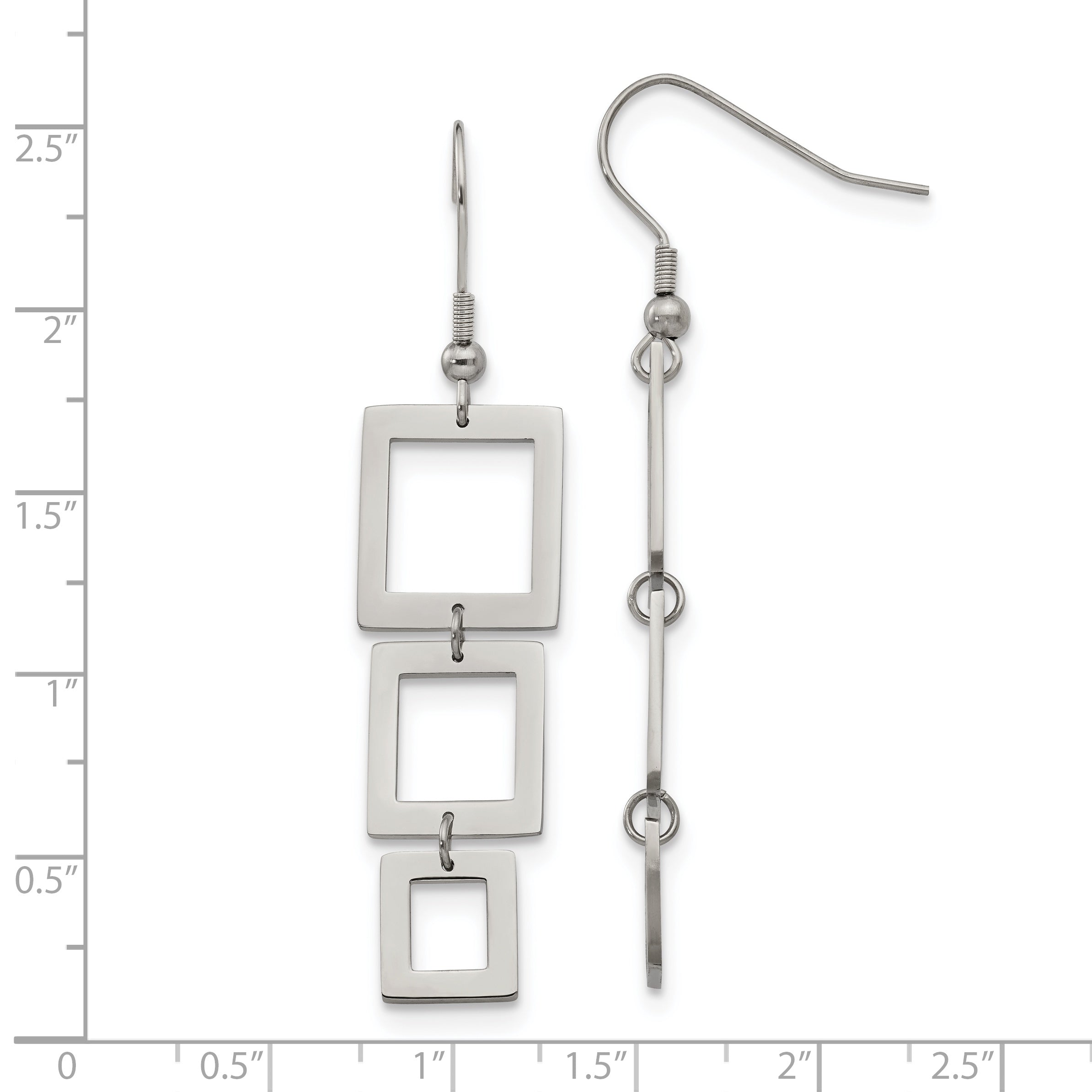 Sophia Jewelers Polished Stainless Steel Drop Earrings with Gift Pouch