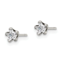 Chisel Stainless Steel Polished 4mm Star CZ Stud Post Earrings