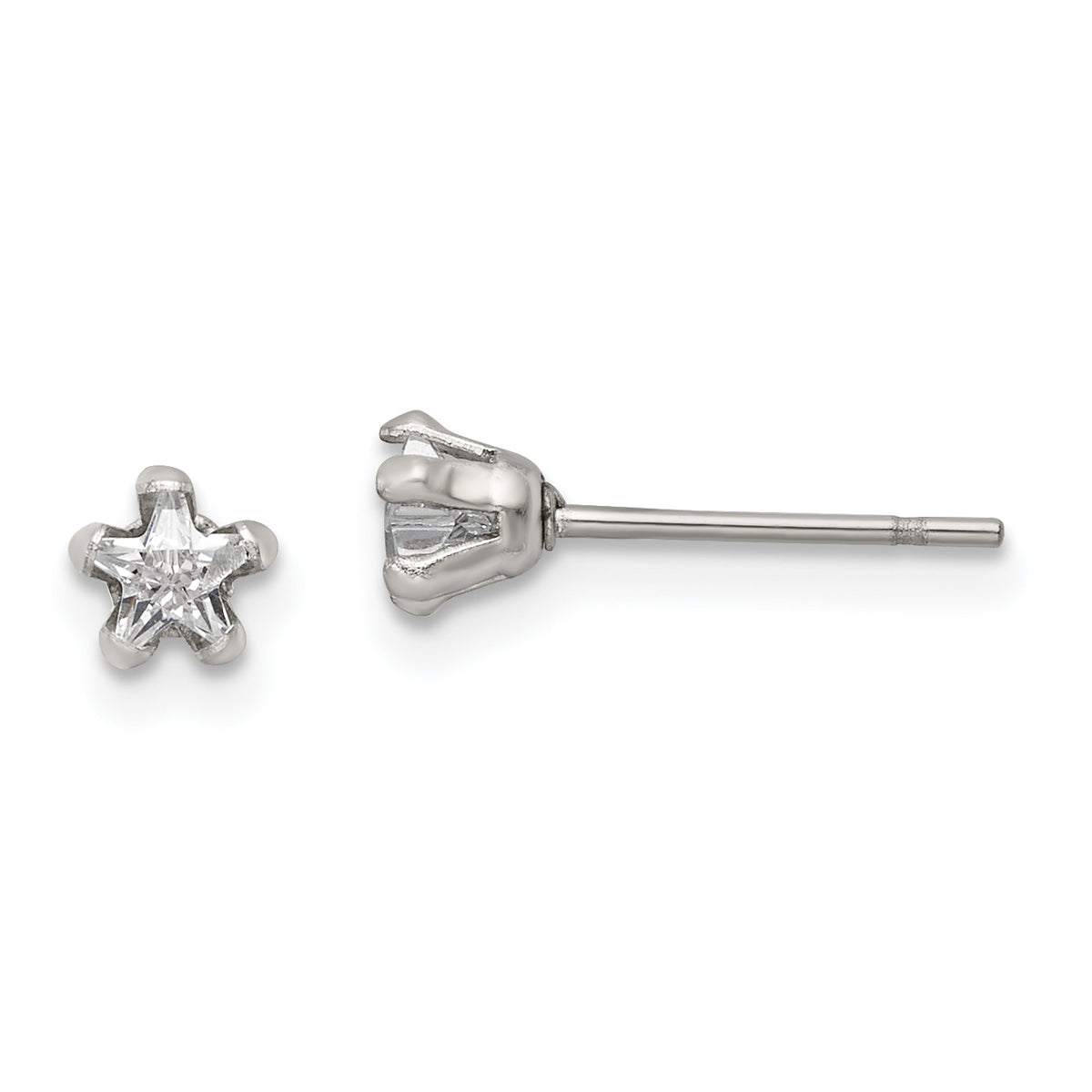 Chisel Stainless Steel Polished 4mm Star CZ Stud Post Earrings