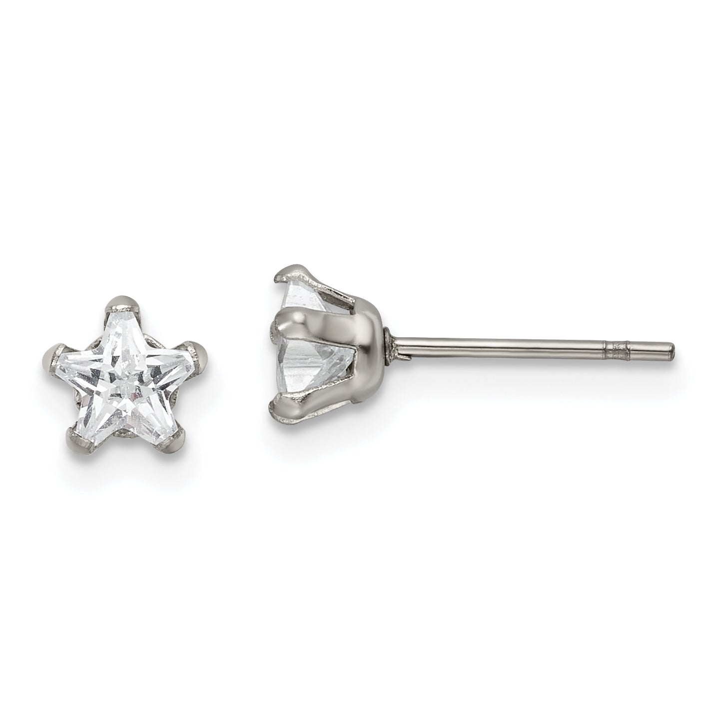 Chisel Stainless Steel Polished 5mm Star CZ Stud Post Earrings