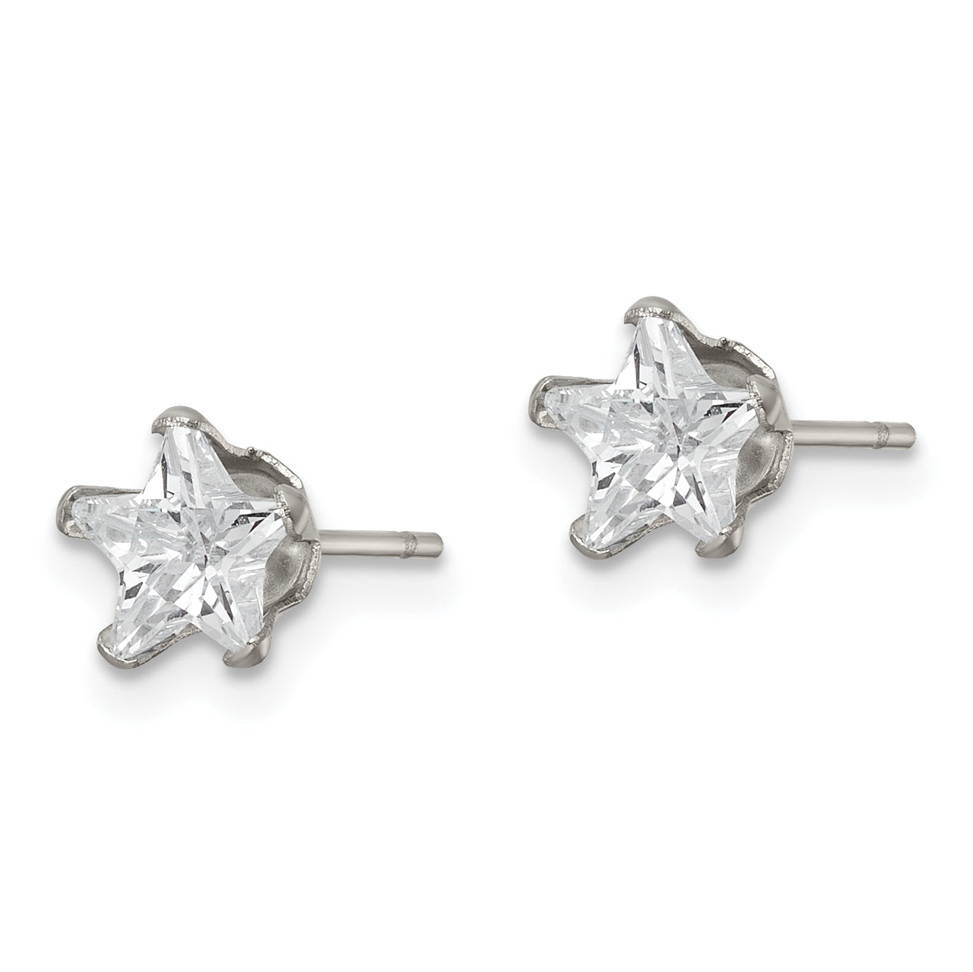 Chisel Stainless Steel Polished 6mm Star CZ Stud Post Earrings